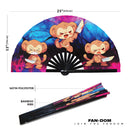 Cute Funny Monkey Holding Knife Bamboo Hand Fan