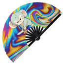 Cute Funny Monkey Holding Knife Bamboo Hand Fan