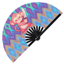 Cute Funny Monkey Holding Knife Bamboo Hand Fan