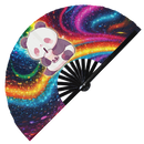 Cute Panda Boba Tea Kawaii Bamboo Hand Fan