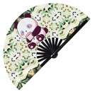 Cute Funny Panda Drinking Coffee Bamboo Hand Fan