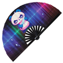 Cute Funny Panda Holding Knife Bamboo Hand Fan