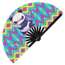 Cute Funny Panda Holding Knife Bamboo Hand Fan