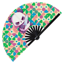 Cute Funny Panda Holding Knife Bamboo Hand Fan