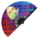 Cute Funny Parrot Holding Knife Bamboo Hand Fan
