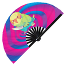 Cute Funny Parrot Holding Knife Bamboo Hand Fan