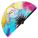 Cute Funny Parrot Holding Knife Bamboo Hand Fan