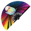 Cute Funny Parrot Holding Knife Bamboo Hand Fan