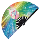 Cute Funny Parrot Holding Knife Bamboo Hand Fan