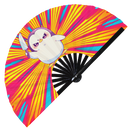 Cute Funny Penguin Holding Knife Bamboo Hand Fan