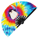 Cute Funny Penguin Holding Knife Bamboo Hand Fan