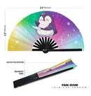 Cute Funny Penguin Holding Knife Bamboo Hand Fan