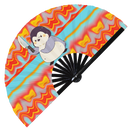 Cute Funny Penguin Holding Knife Bamboo Hand Fan