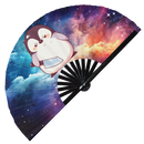 Cute Funny Penguin Holding Knife Bamboo Hand Fan