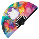 Cute Funny Penguin Holding Knife Bamboo Hand Fan