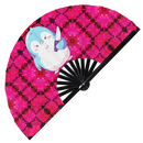 Cute Funny Penguin Holding Knife Bamboo Hand Fan