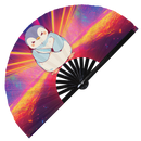 Cute Funny Penguin Holding Knife Bamboo Hand Fan