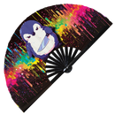 Cute Funny Penguin Holding Knife Bamboo Hand Fan