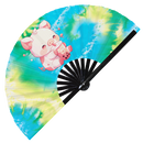 Cute Pig Boba Tea Kawaii Bamboo Hand Fan