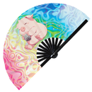 Cute Pig Boba Tea Kawaii Bamboo Hand Fan
