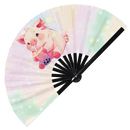 Cute Pig Boba Tea Kawaii Bamboo Hand Fan