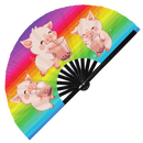 Cute Pig Boba Tea Kawaii Bamboo Hand Fan