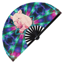 Cute Pig Boba Tea Kawaii Bamboo Hand Fan