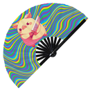 Cute Funny Pig Holding Knife Bamboo Hand Fan