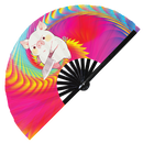 Cute Funny Pig Holding Knife Bamboo Hand Fan