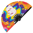 Cute Funny Pig Holding Knife Bamboo Hand Fan