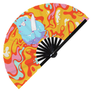 Cute Funny Pigeon Holding Knife Bamboo Hand Fan