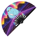 Cute Funny Pigeon Holding Knife Bamboo Hand Fan