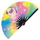 Cute Funny Pug Holding Knife Bamboo Hand Fan