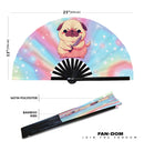 Cute Funny Pug Holding Knife Bamboo Hand Fan