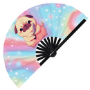 Cute Funny Pug Holding Knife Bamboo Hand Fan