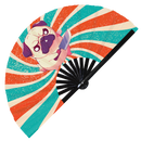 Cute Funny Pug Holding Knife Bamboo Hand Fan