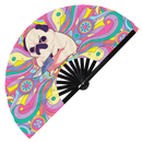 Cute Funny Pug Holding Knife Bamboo Hand Fan