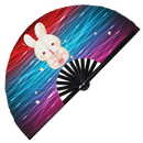 Cute Bunny Rabbit Boba Tea Kawaii - Bunnies Bamboo Hand Fan