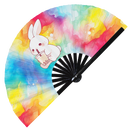 Cute Bunny Rabbit Boba Tea Kawaii Bunnies | Hand Fan foldable bamboo gifts Festival accessories Rave handheld event Clack fan