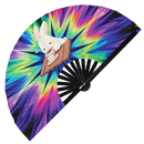 Cute Funny Rabbit Drinking Coffee Bamboo Hand Fan