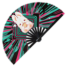 Cute Funny Rabbit Drinking Coffee Bamboo Hand Fan