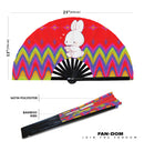 Cute Funny Rabbit Drinking Coffee Bamboo Hand Fan