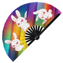 Cute Funny Rabbit Holding Knife I Choose Violence Murder Bunny | Hand Fan foldable bamboo gifts Festival accessories Rave handheld event