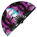 Cute Funny Shark Holding Knife Bamboo Hand Fan