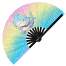 Cute Funny Shark Holding Knife Bamboo Hand Fan