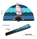 Cute Funny Shark Holding Knife Bamboo Hand Fan