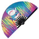Cute Funny Shark Holding Knife Bamboo Hand Fan