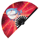 Cute Funny Shark Holding Knife Bamboo Hand Fan