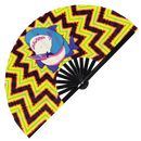 Cute Funny Shark Holding Knife Bamboo Hand Fan