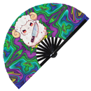 Cute Funny Sheep Holding Knife Bamboo Hand Fan